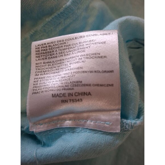 Malvin Womens Linen Tunic Top XL Blue Silver Beaded V Neck 3/4 Sleeves Lagenlook - Picture 5 of 7